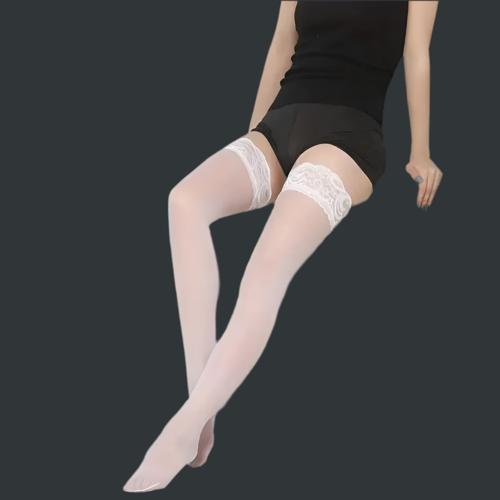 Lace Trim Thigh High Stockings, Smooth Over The Knee Socks, Women's Stockings & Hosiery