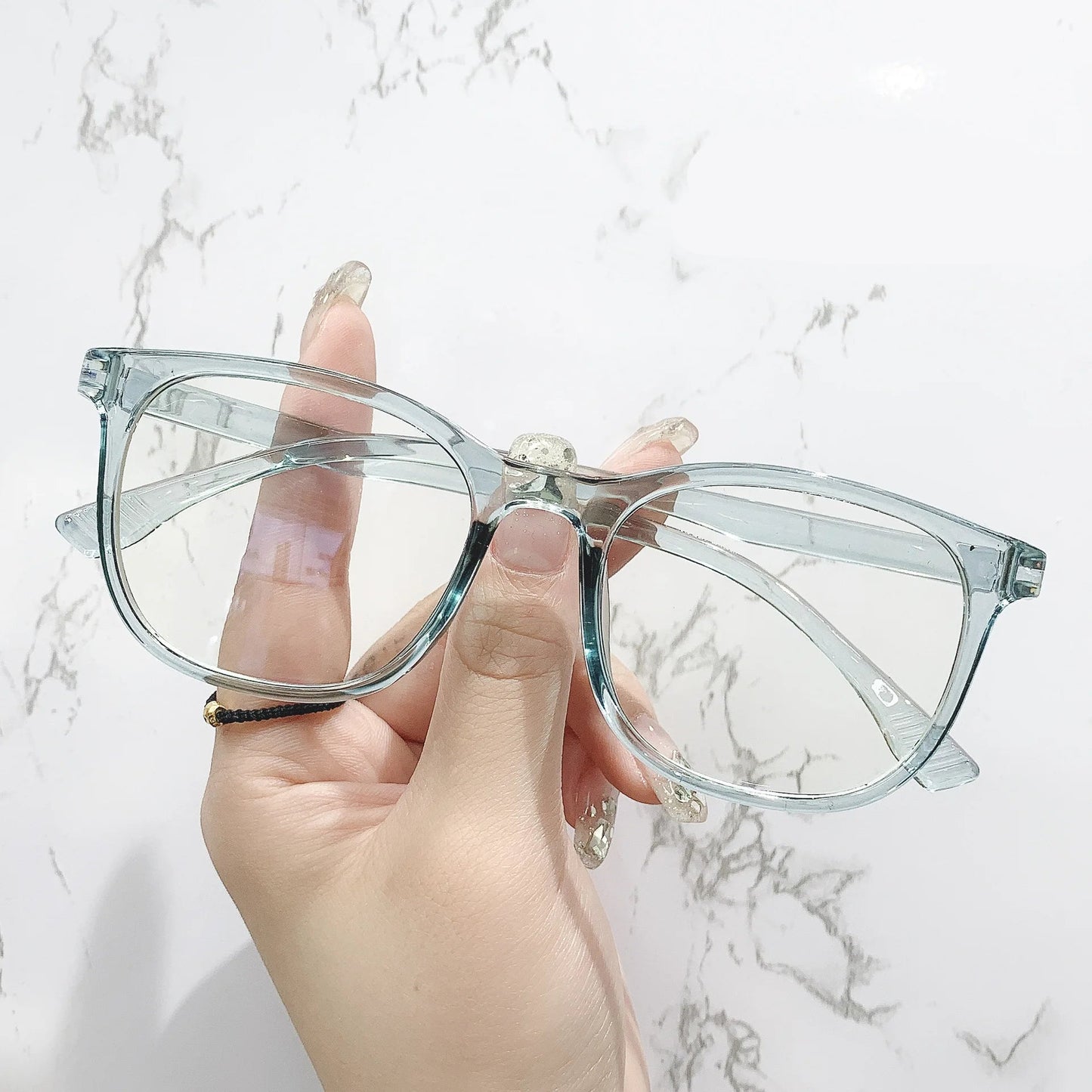 Transparent Computer Glasses Frame Women (Anti Blue Light square Eyewear Blocking Glasses Optical Spectacle Eyeglass round)