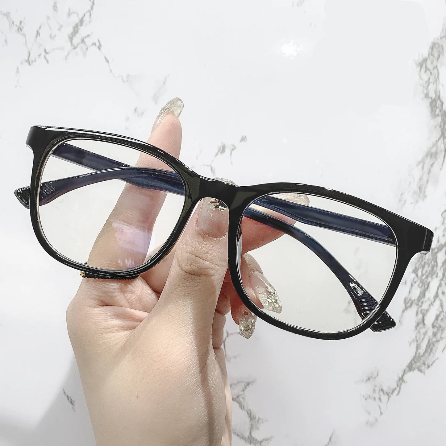 Transparent Computer Glasses Frame Women (Anti Blue Light square Eyewear Blocking Glasses Optical Spectacle Eyeglass round)