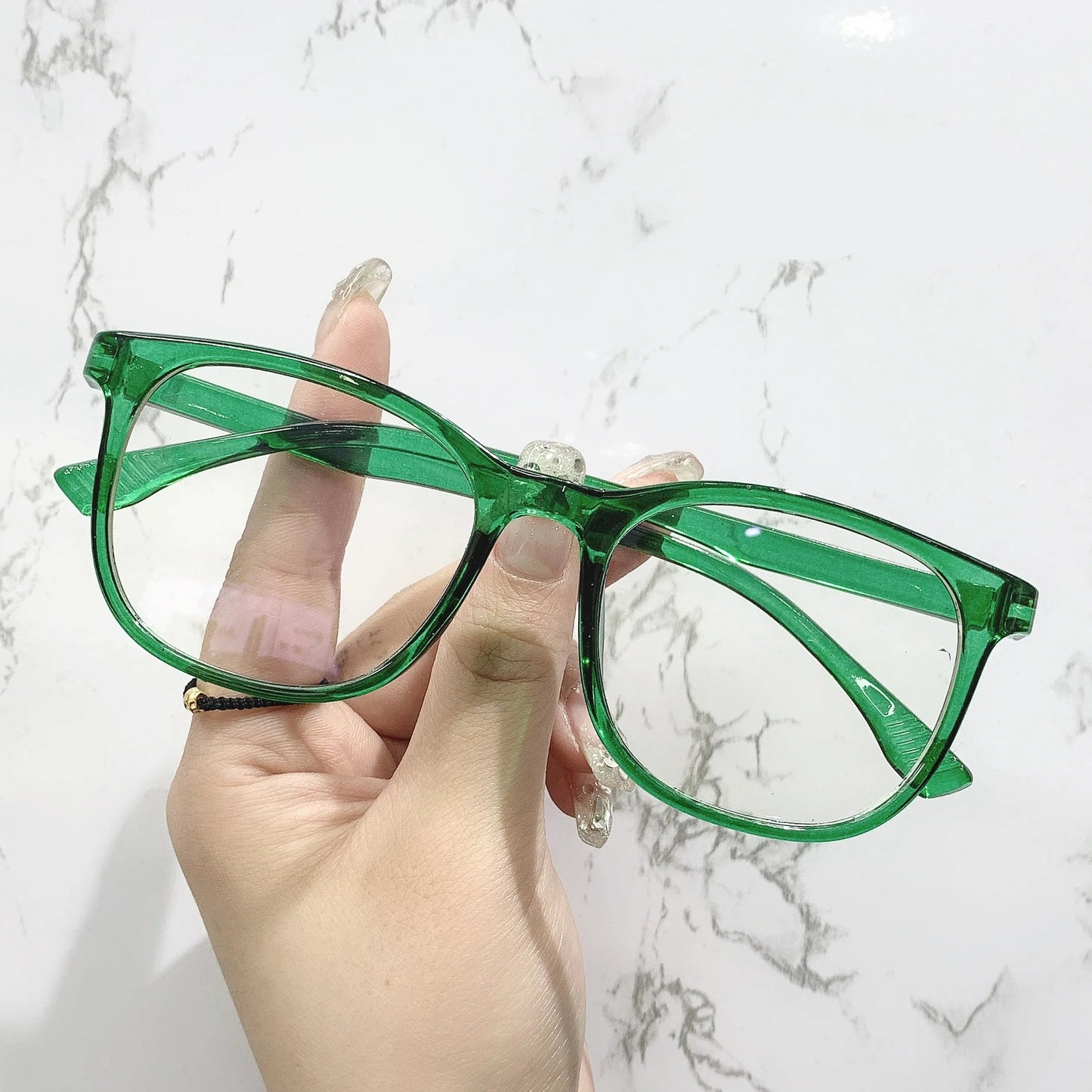 Transparent Computer Glasses Frame Women (Anti Blue Light square Eyewear Blocking Glasses Optical Spectacle Eyeglass round)