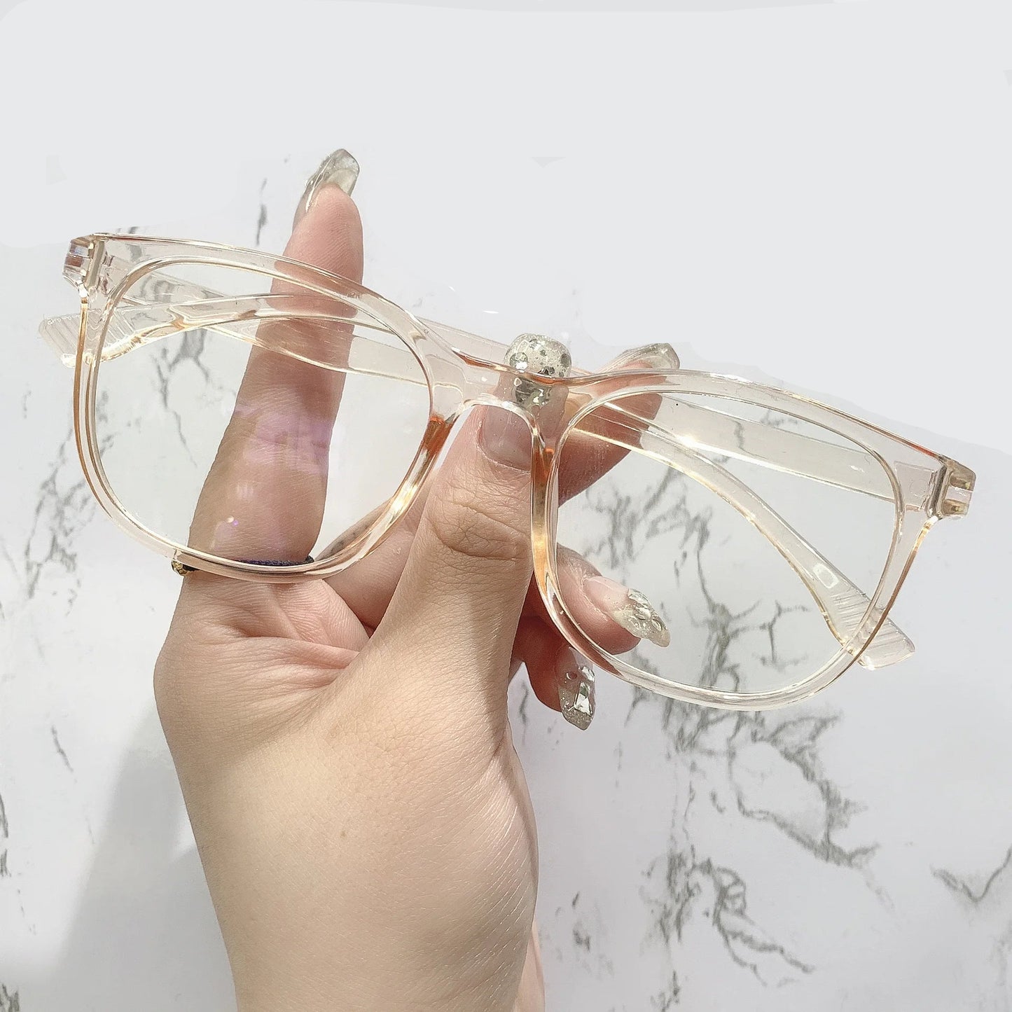 Transparent Computer Glasses Frame Women (Anti Blue Light square Eyewear Blocking Glasses Optical Spectacle Eyeglass round)