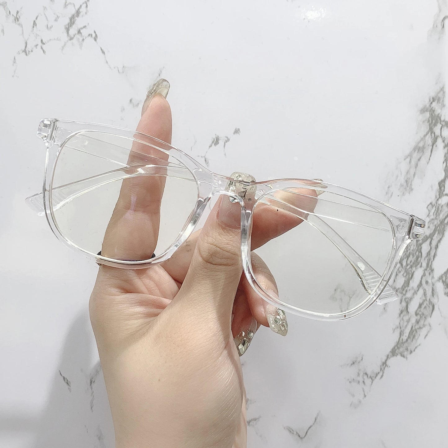 Transparent Computer Glasses Frame Women (Anti Blue Light square Eyewear Blocking Glasses Optical Spectacle Eyeglass round)