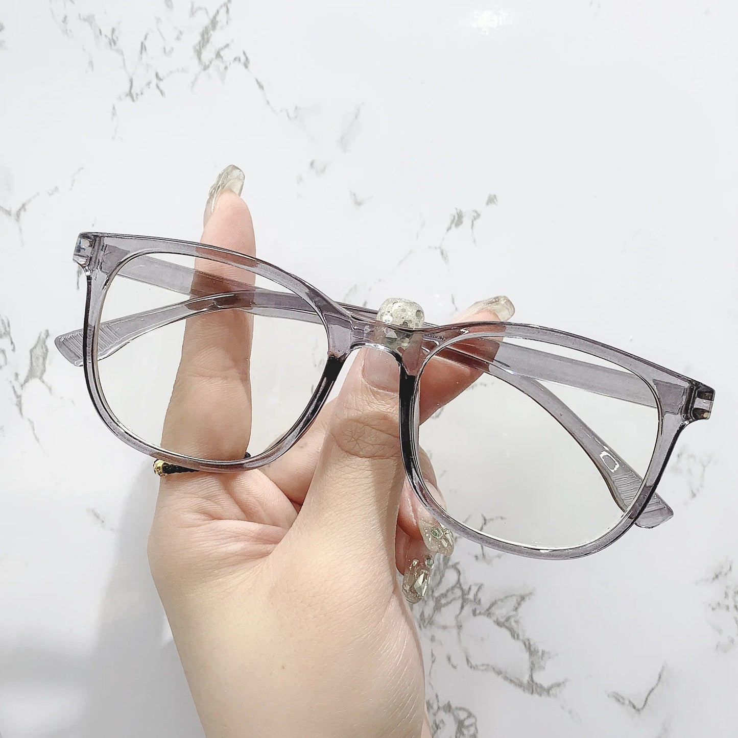 Transparent Computer Glasses Frame Women (Anti Blue Light square Eyewear Blocking Glasses Optical Spectacle Eyeglass round)