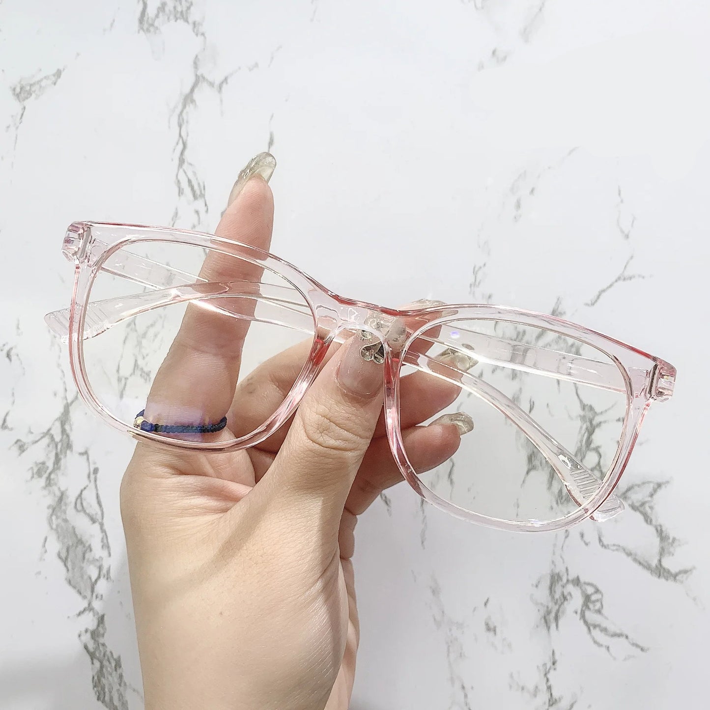 Transparent Computer Glasses Frame Women (Anti Blue Light square Eyewear Blocking Glasses Optical Spectacle Eyeglass round)