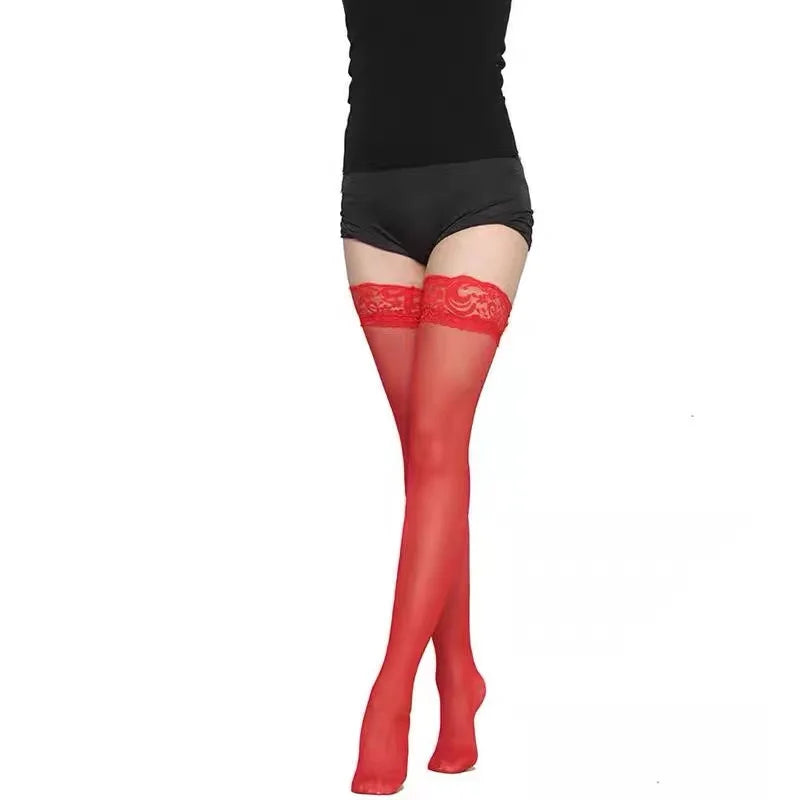 Lace Trim Thigh High Stockings, Smooth Over The Knee Socks, Women's Stockings & Hosiery